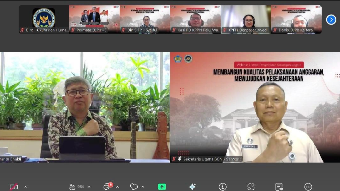 Tingkatkan Kualitas Anggaran, BGN Sumatera Barat dan Kemenkeu Selenggarakan Webinar Literasi Keuangan